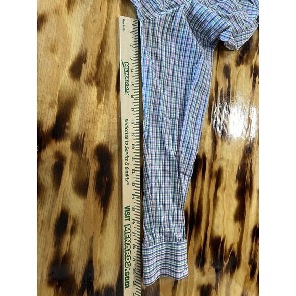 Peter Millar Shirt Men Size Large Blue/Green/Pink Cotton Button Down Preppy City - Picture 7 of 13